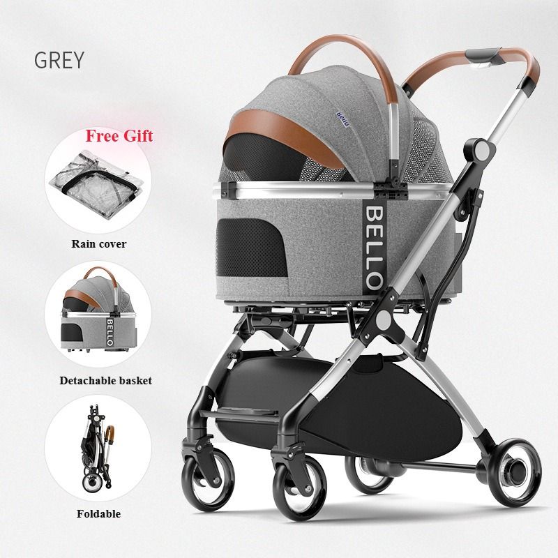Bello Aluminum Pet Stroller Premium Foldable Trailer Pet Supplies
