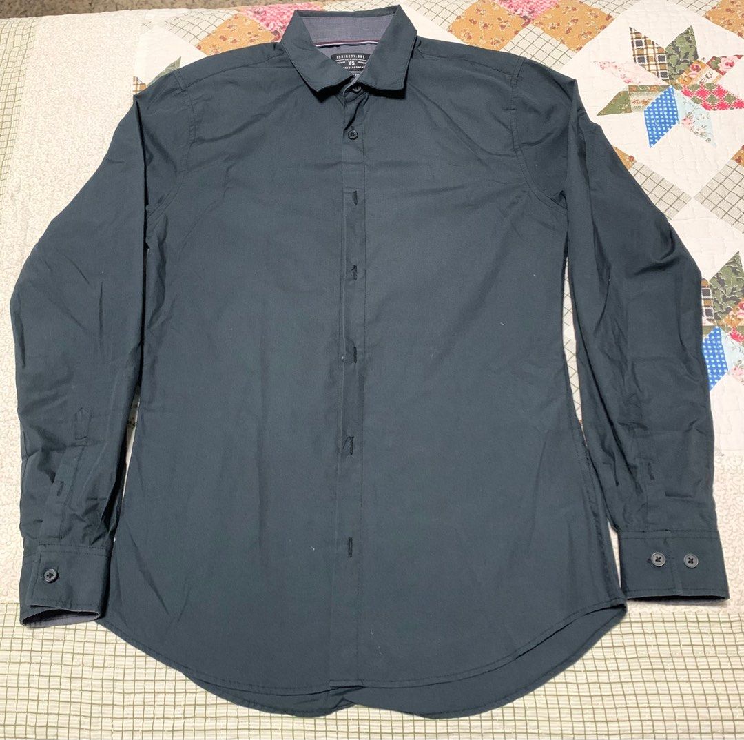 slim black button up