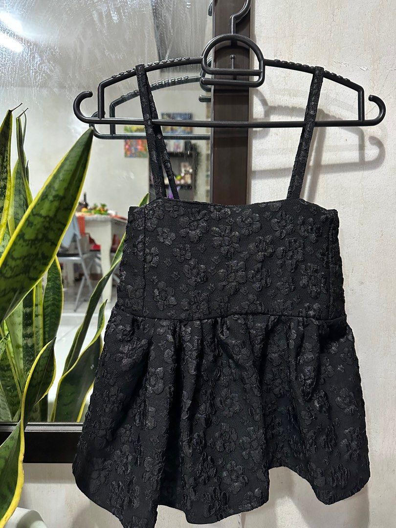 Women Black Tencel Peplum Top With Straight Pants