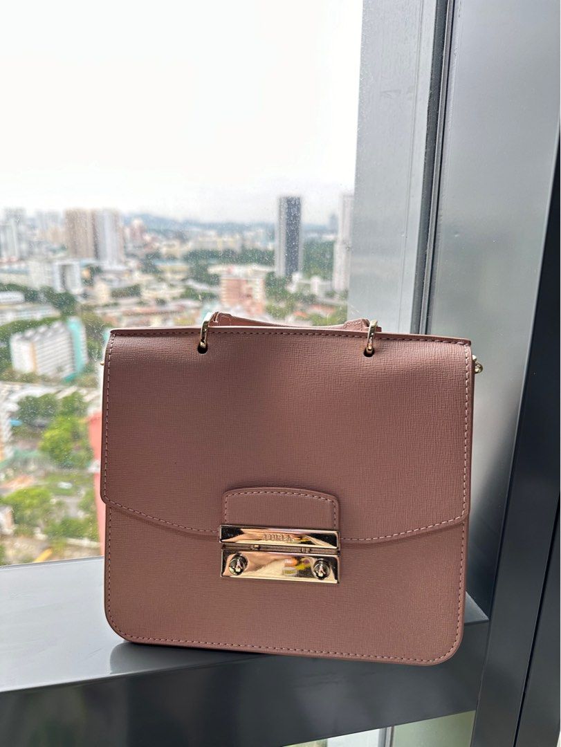 BN Furla Mini Julia Leather Top Handle Moonstone