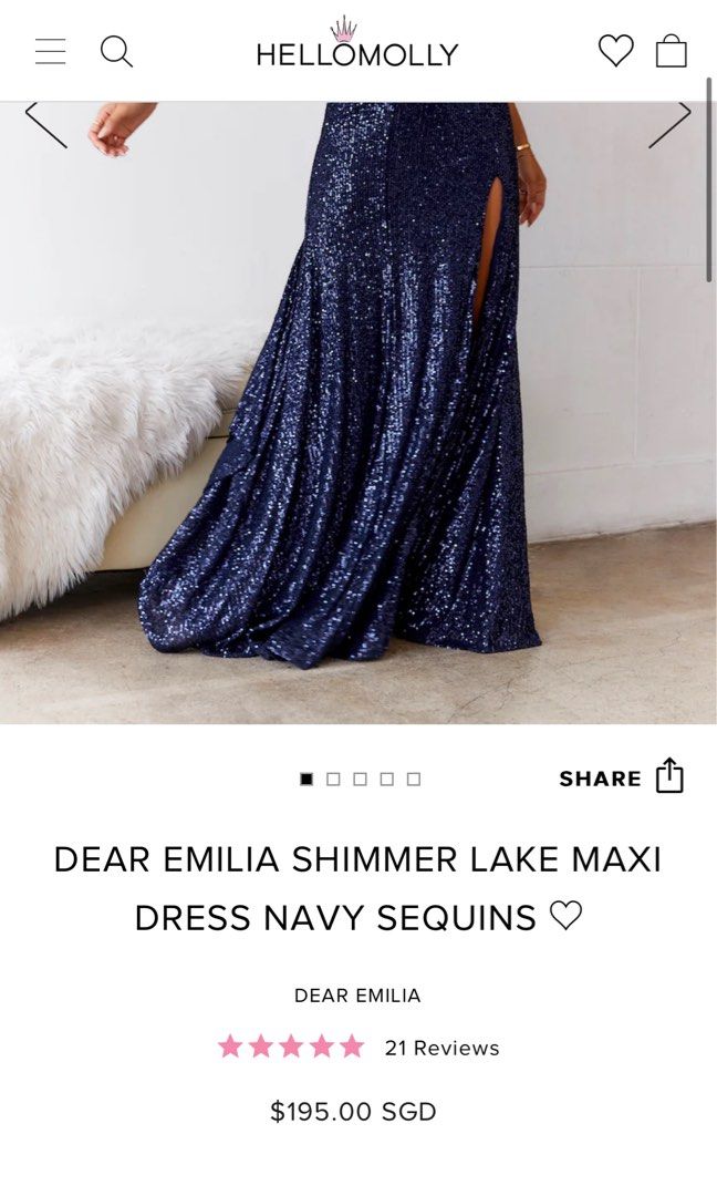 DEAR EMILIA Shimmer Lake Maxi Dress Navy Sequins