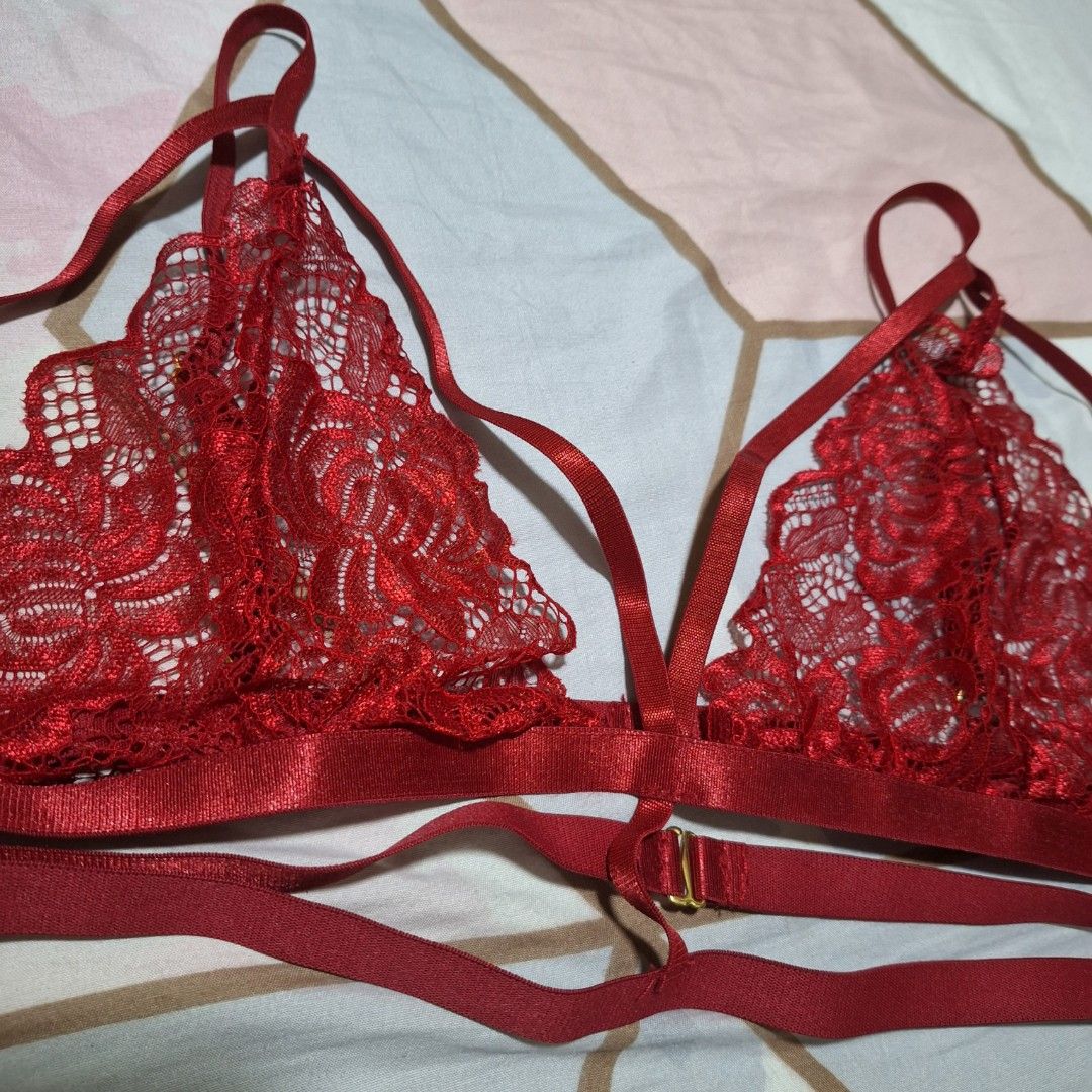 Buy PrettyCat Strappy Lace Bra Red Online