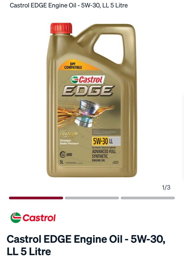 Castrol EDGE 5W-30 Advanced Full Synthetic Motor Oil ( 5 Liters