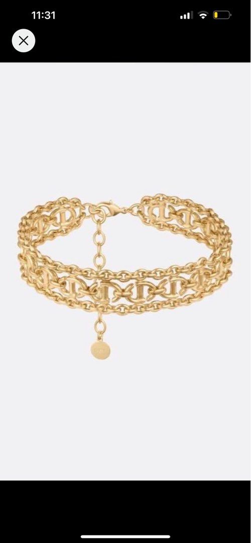 Christian Dior Gold CD logo choker necklace