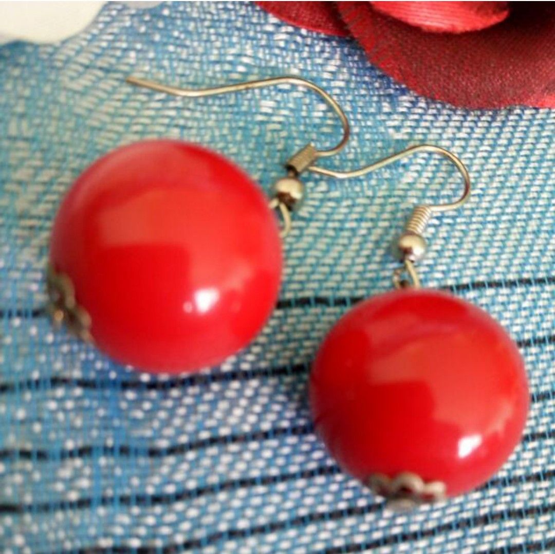 Red bead shop earrings