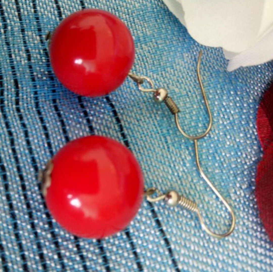 Red bead clearance earrings