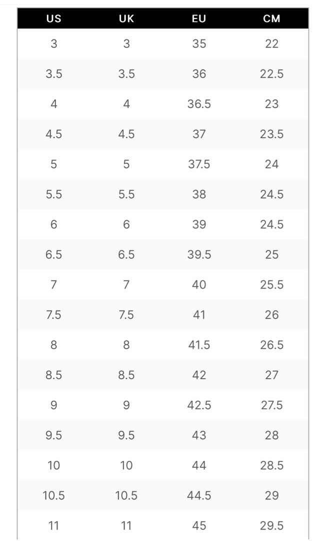 Converse toddler shoe size chart hotsell