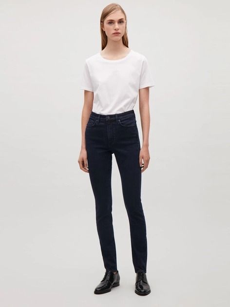 Cos High Rise Skinny Fit Cropped Leg Dark Blue Jeans 26