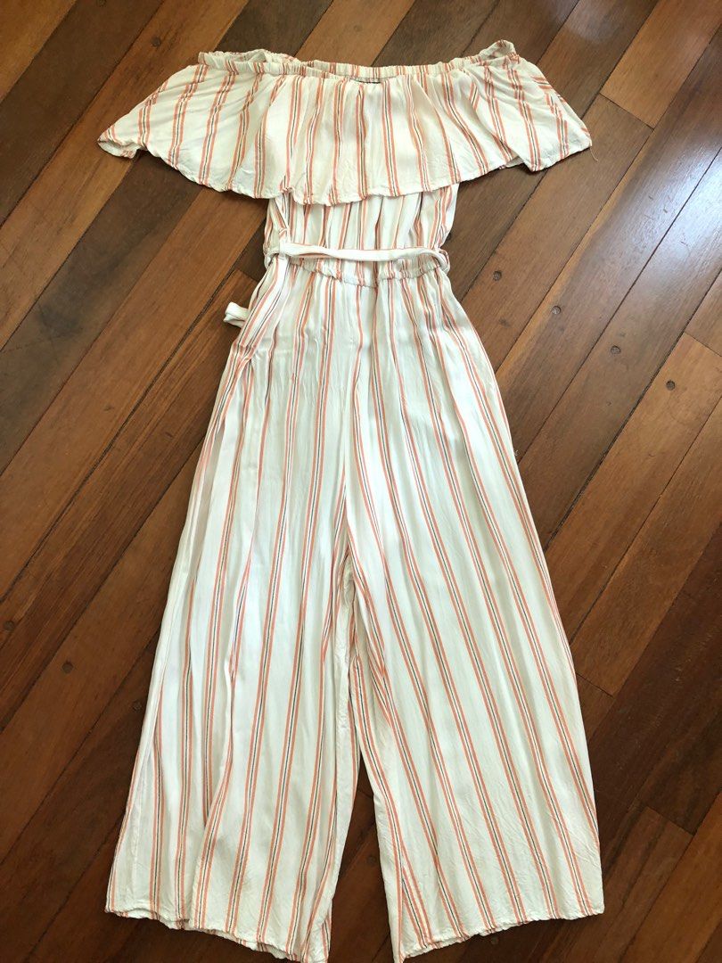 Cotton On striped jumpsuit off shoulder