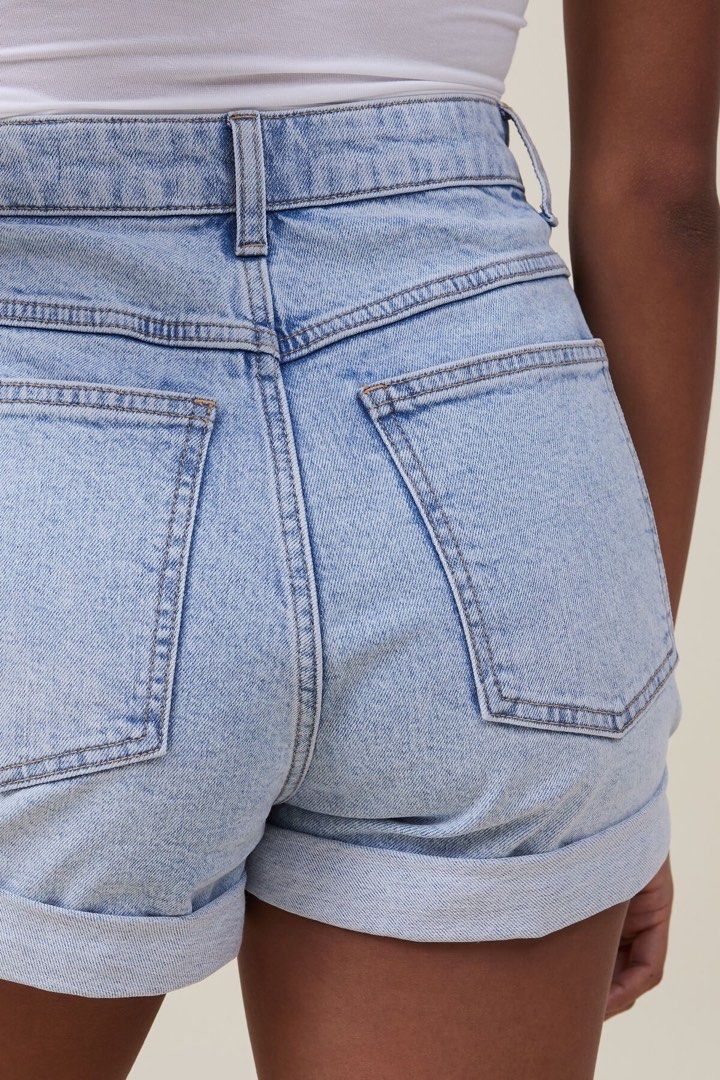 Womens Denim Shorts High Waist Jean Indigo Stretch Short NEW Size 8 10 12  14 6 | eBay