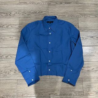 Cropped Blue Button Down Polo Shirt