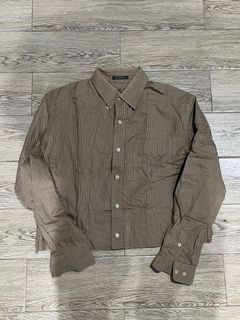 Cropped Light Brown Button Down Polo Shirt