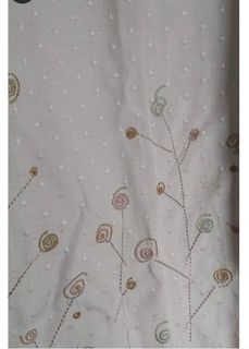 Curtain Beige Embroidered Abstract Pattern Single Panel with hook 140cm x 135cm, one panel available - P199.00