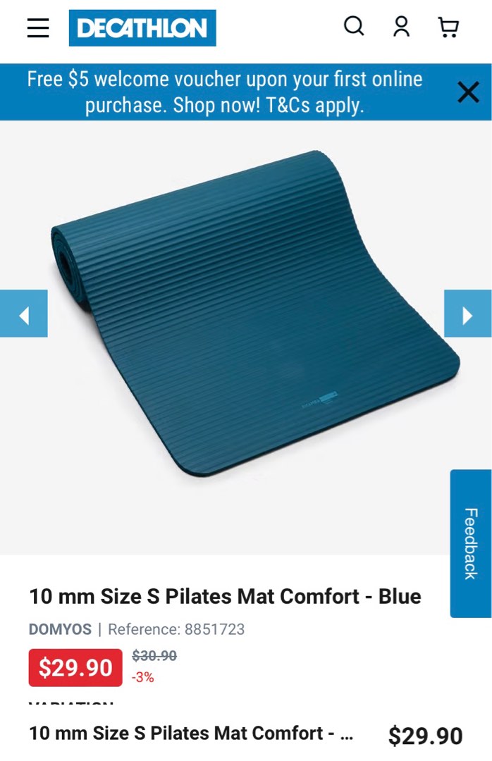 DOMYOS by Decathlon Pilates Comfort Mat, Size Large