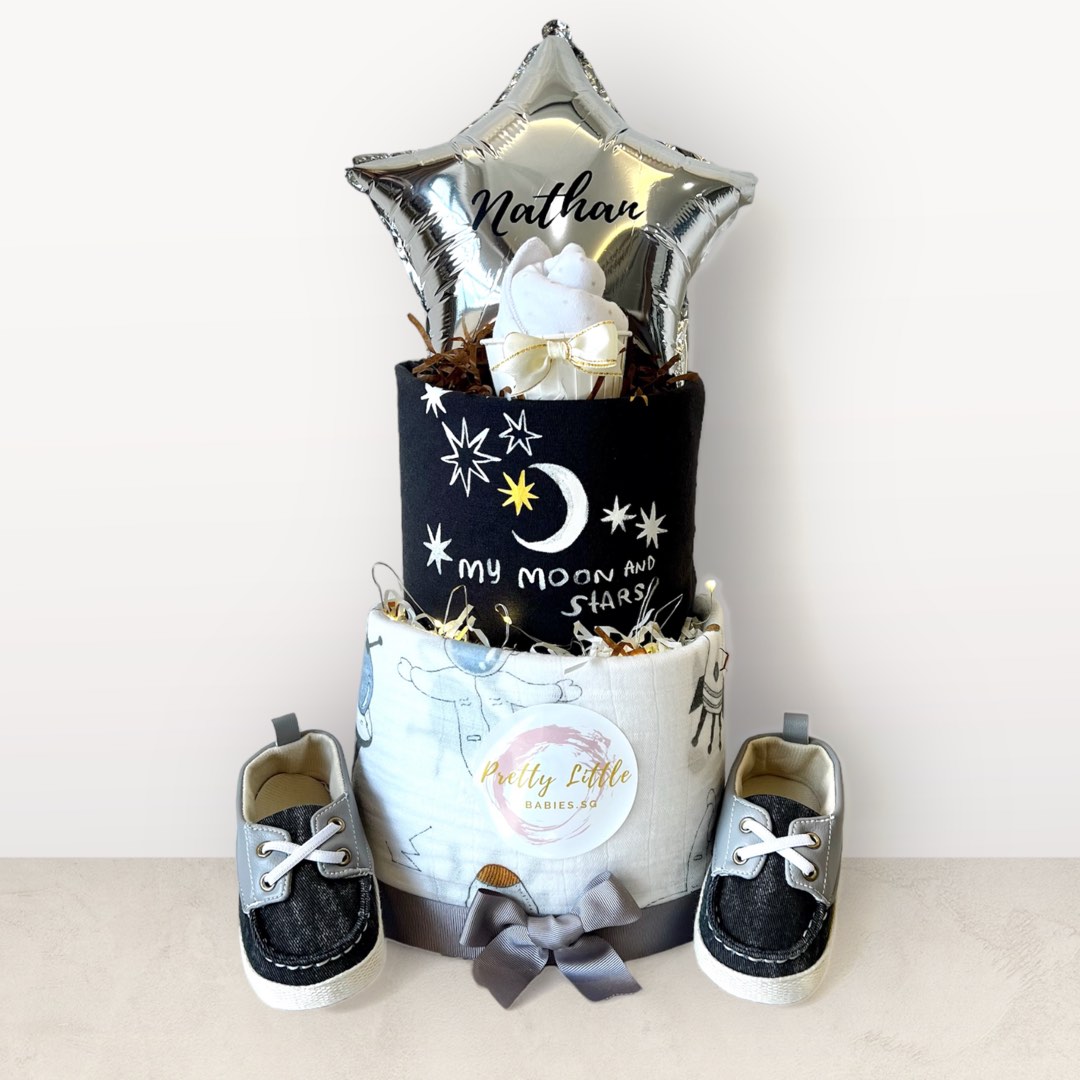 Moon and stars diaper cake discount