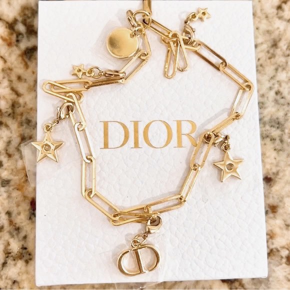 Exclusive Dior Beauty Gold Phone Charm Necklace Bracelet Wristlet