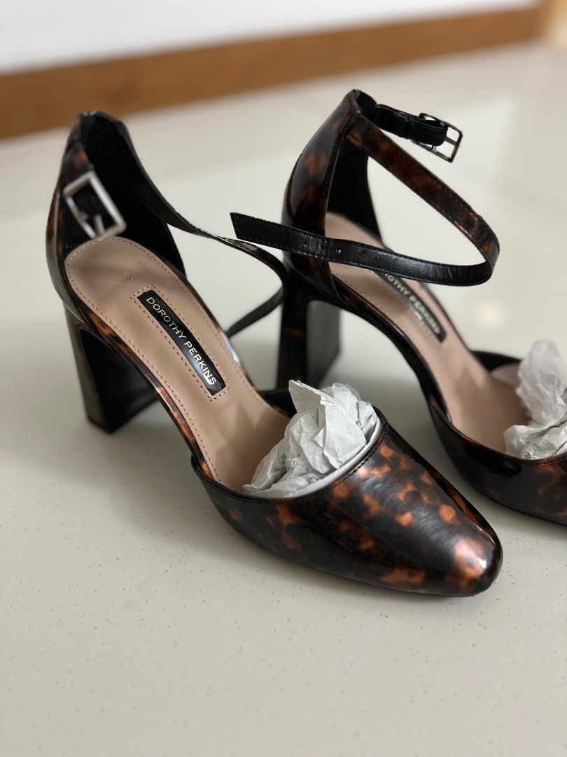 Dorothy Perkins Tortoise shell block heel court shoes Women s