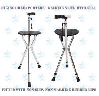 Durable folding cane with seat for elderly with adjustable height