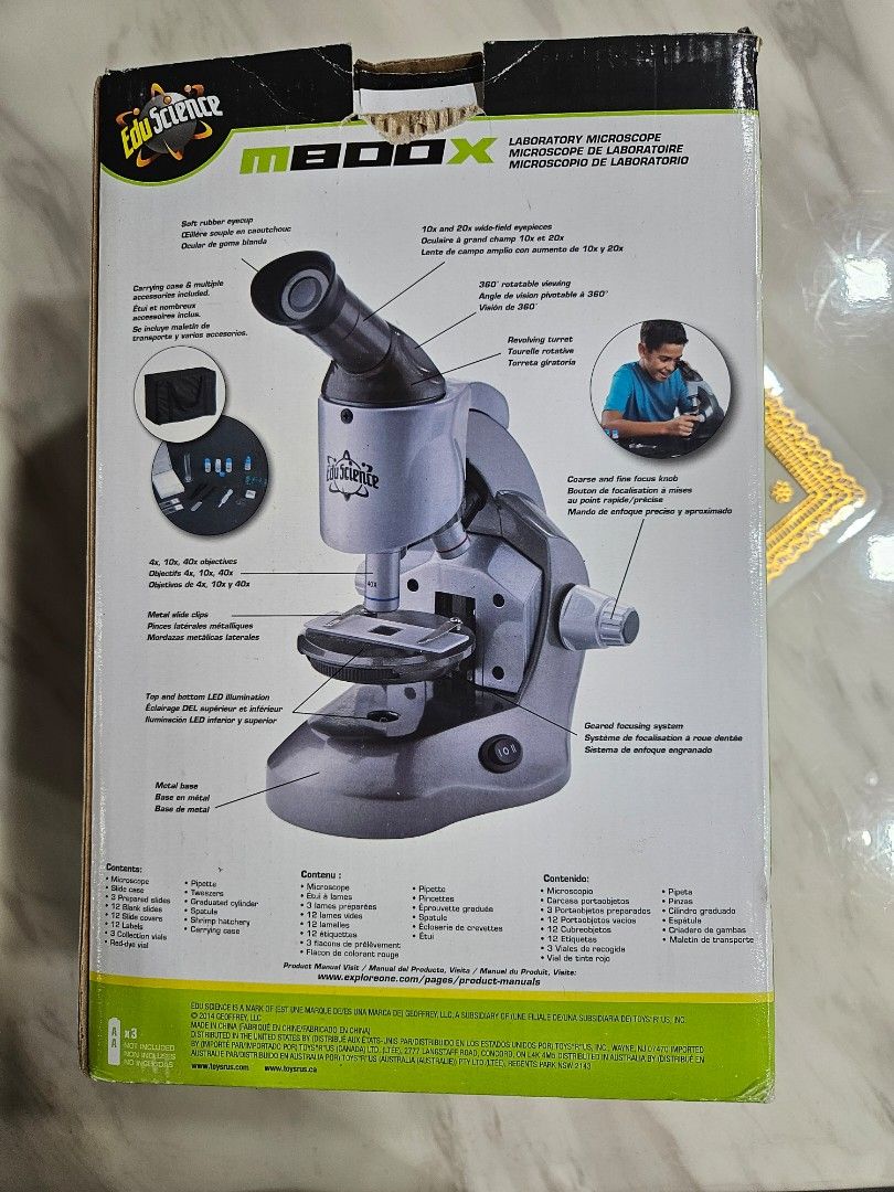 EduScience Light Microscope (Category: Educational & Learning Toys) located in Singapore. Submitted by fireezone (Listing ID 1276595314, Image 3). Description: Well used Light Microscope Toy - Good condition Light Microscope Body with Objective Lens - 1 Additional Objective Lens.