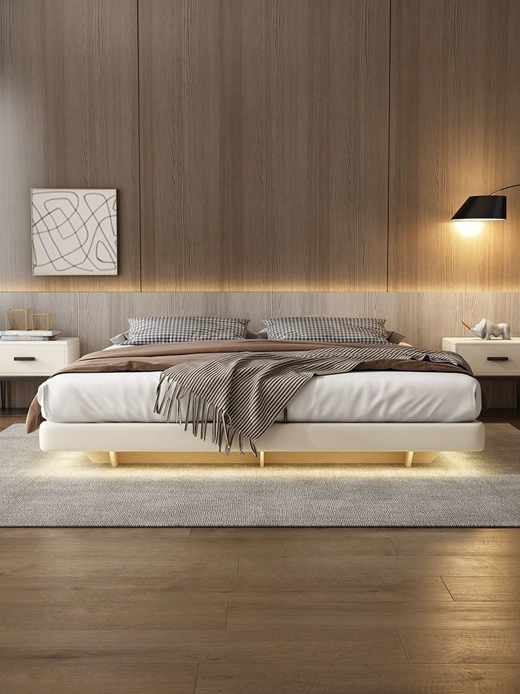 Genuine leather bed hot sale