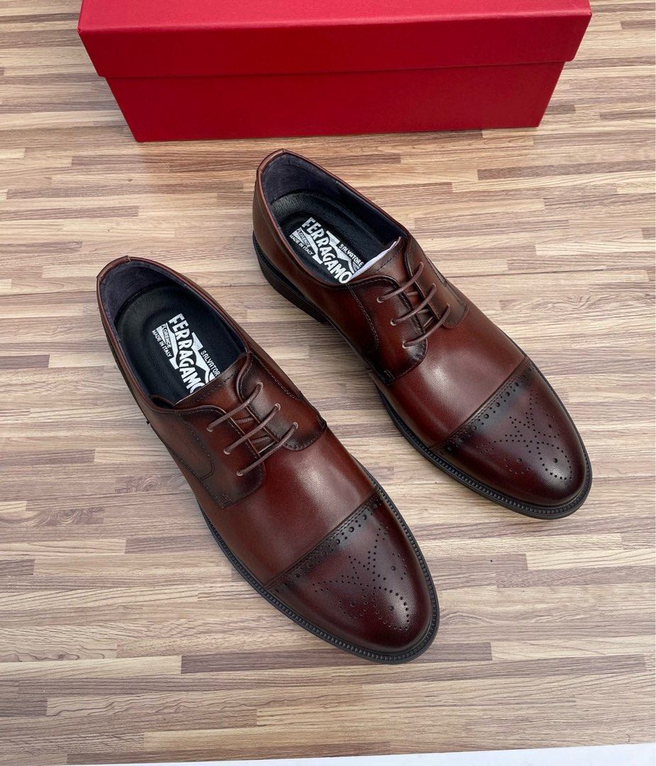 Ferragamo brown dress shoes clearance