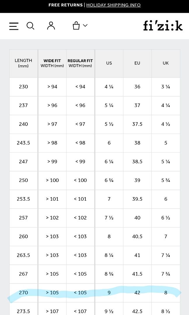 fi'zi:k Size Guide