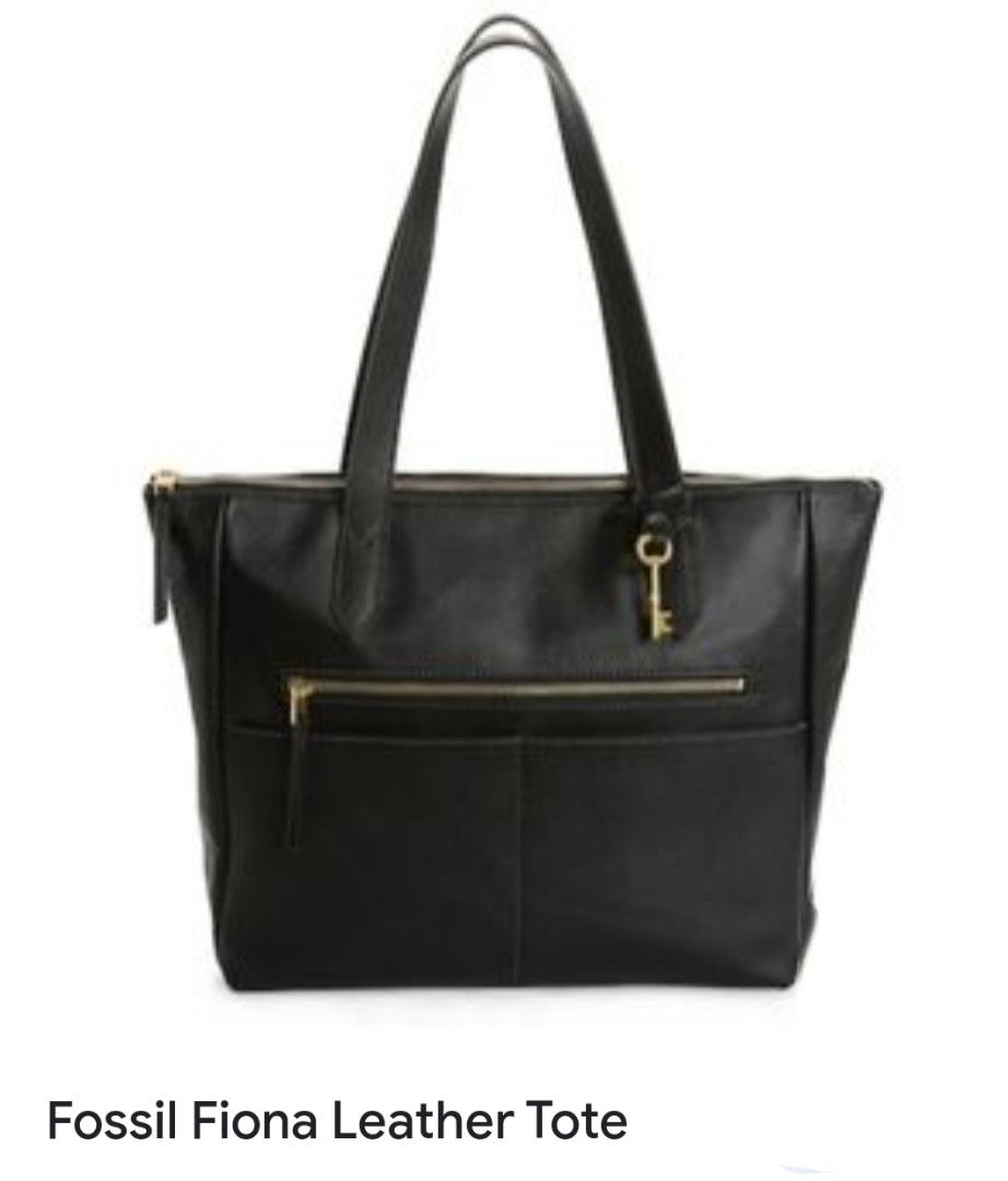 Fossil Black Leather Fiona Tote Bag still available