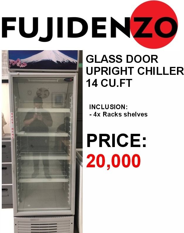 FUJIDENZO GLASS DOOR UPRIGHT CHILLER 14 CU.FT, TV & Home Appliances