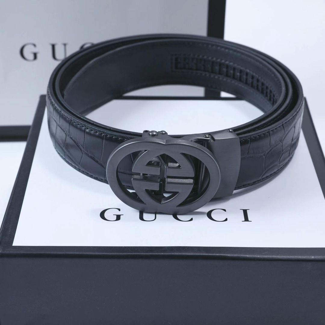GUCCI hollow automatic snap belt. Men s belts. Women s Belts. Unisex belt. Gift box packaging belt gift belt versatile belt