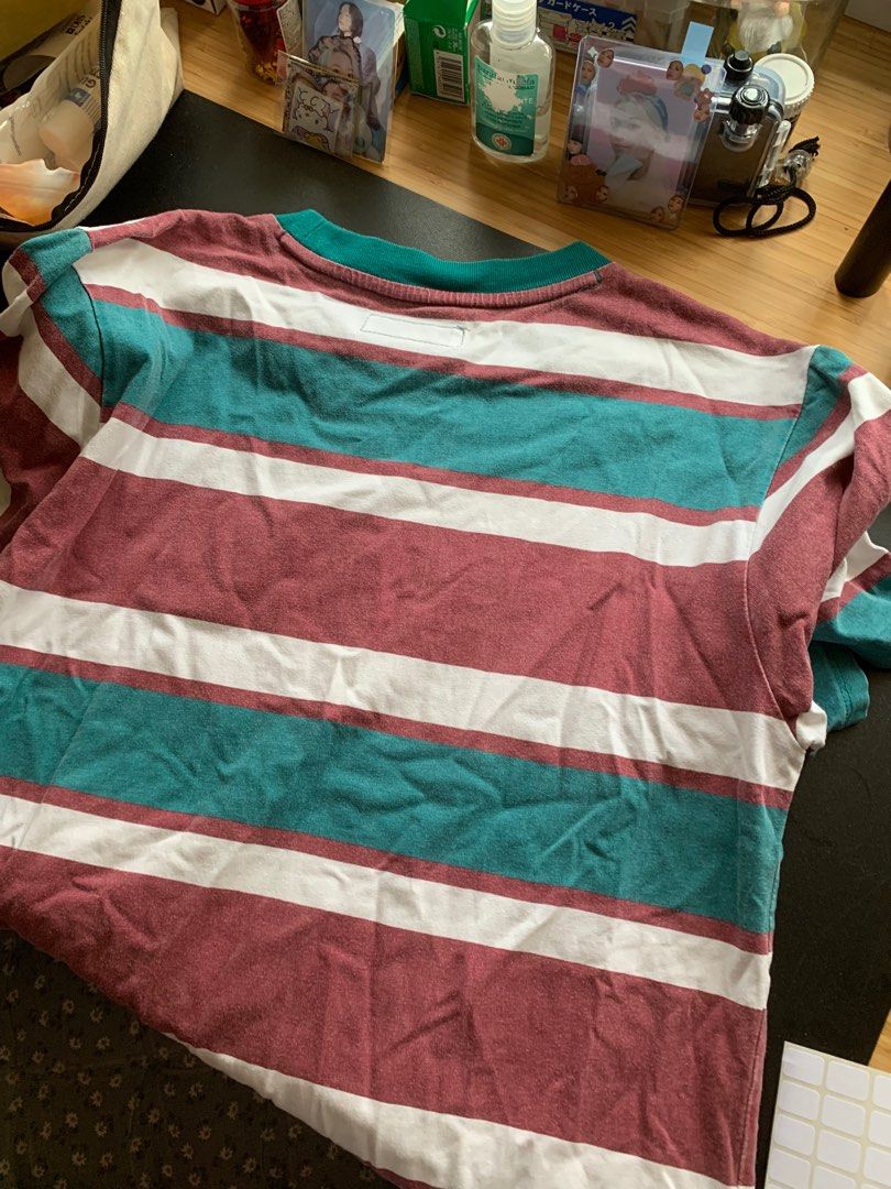 GUESS STRIPED TOP GREEN AND MAROON Men s Fashion Tops Sets