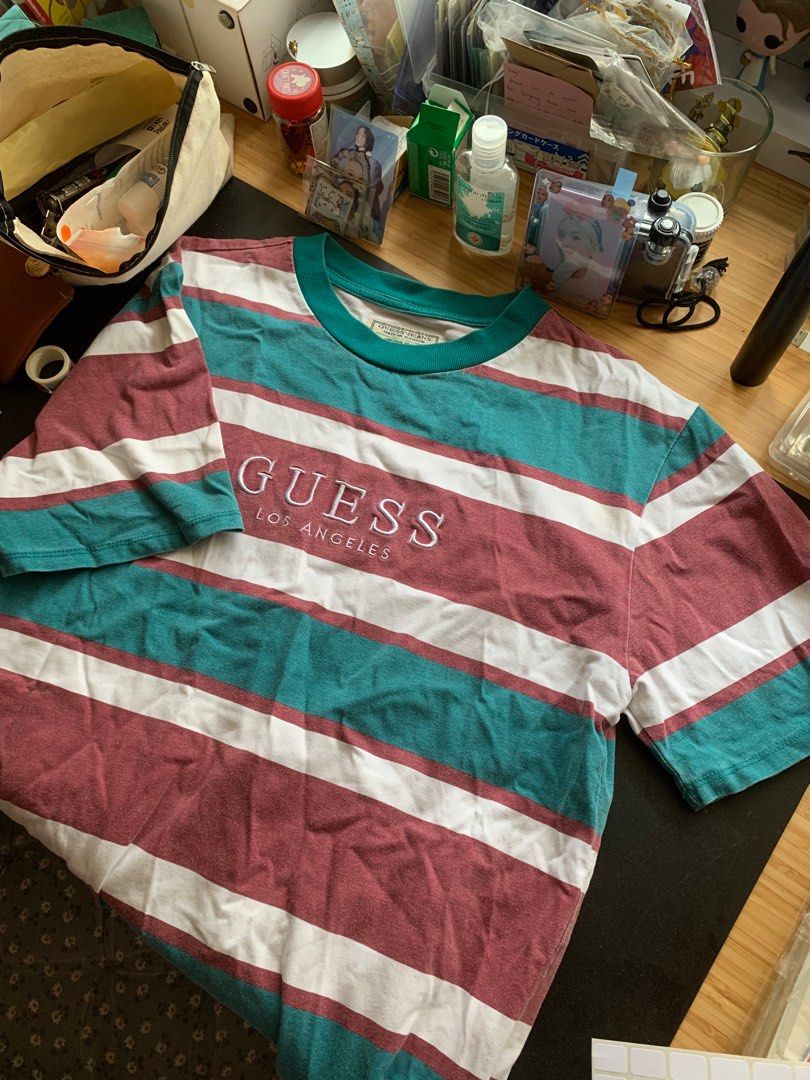 Guess maroon new arrivals striped shirt