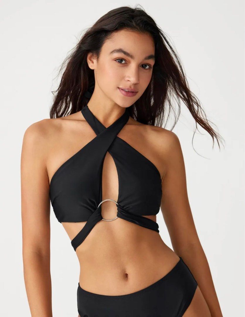 Pitch black high neck bikini sales