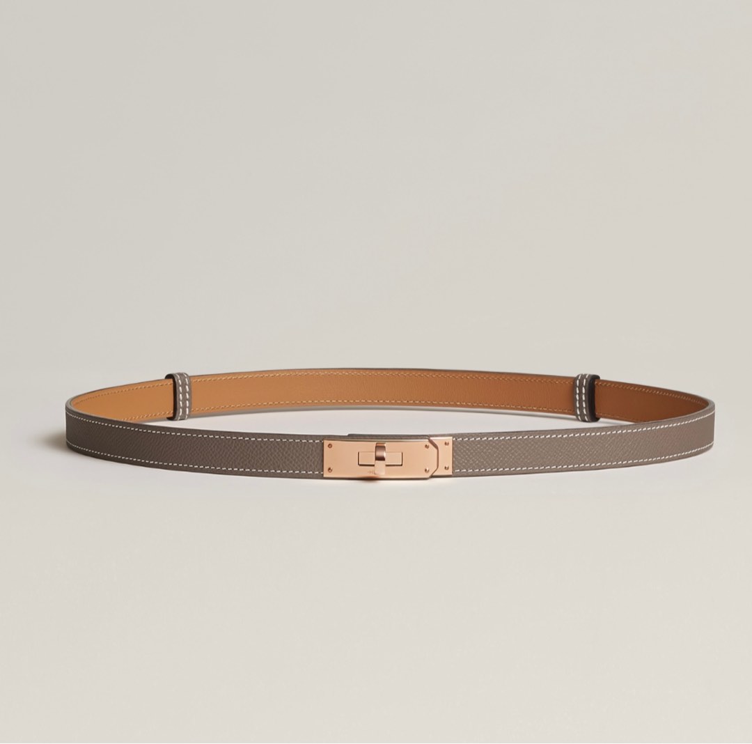 Hermes Kelly Belt 18 Etoupe Epsom leather Rose Gold hardware, Luxury ...