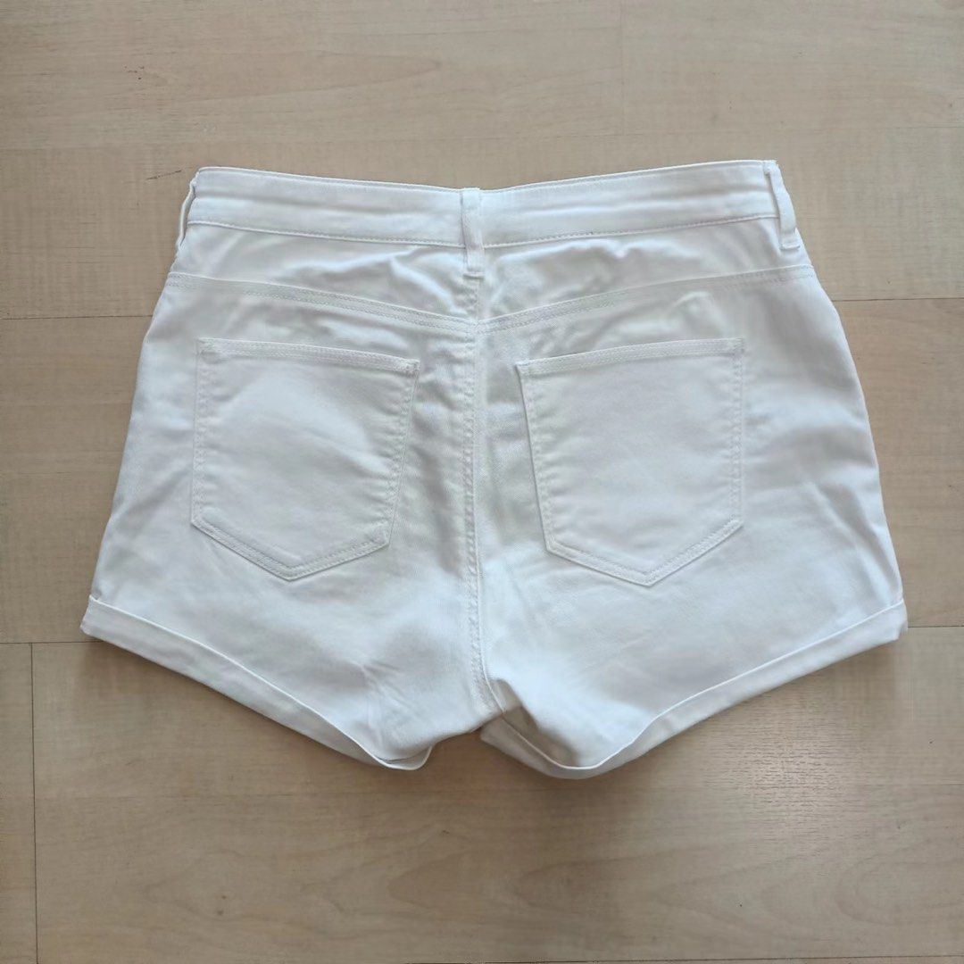 H M White Denim Short Pants Women s Fashion Bottoms Shorts on