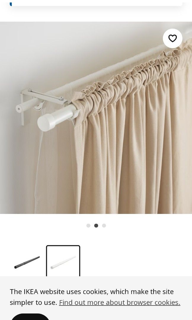 IKEA Hugad curtain rods, Furniture & Home Living, Home Decor, Curtains ...