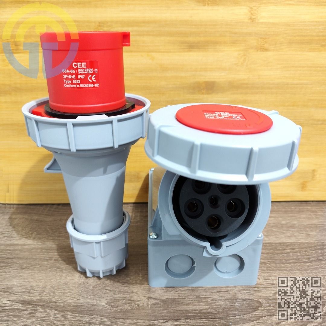 Industrial Heavy Duty IP67 Waterproof Socket Plug 63A-6h 415V 3P+N+E ...