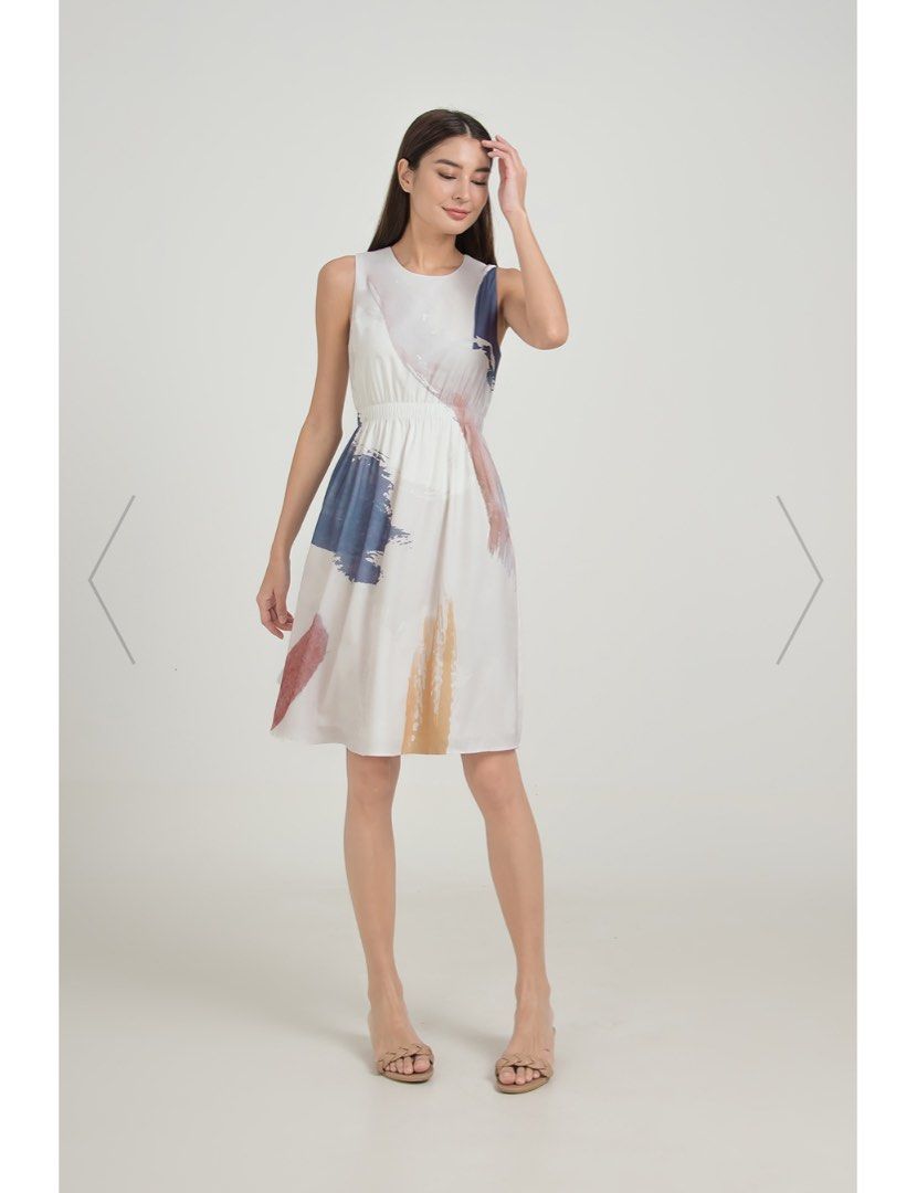 Elastic waist sale midi dress