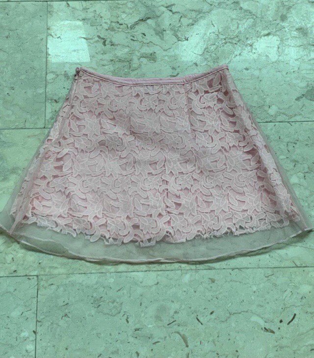 Korea organza lace skirt pink xs s m, Women's Fashion, Bottoms