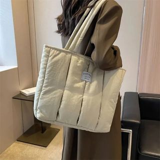Padded Winter Quilted Tote Bag Plaid Shoulder Bag Underarm Bag Puffy Handbag