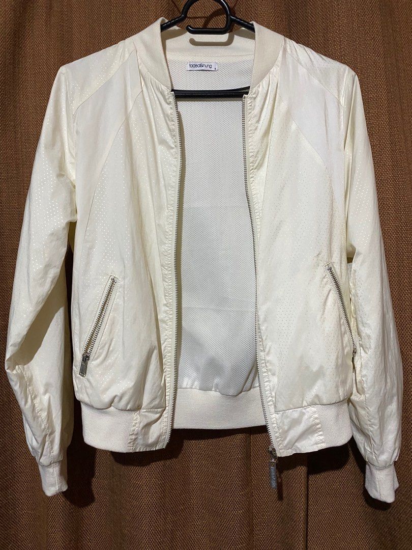 Ladies White Bomber Jacket, Women's Fashion, Coats, Jackets and