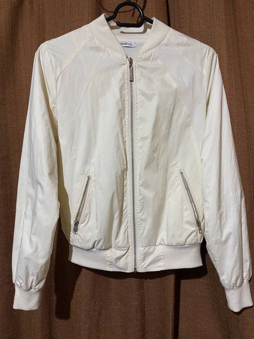 Ladies White Bomber Jacket, Women's Fashion, Coats, Jackets and
