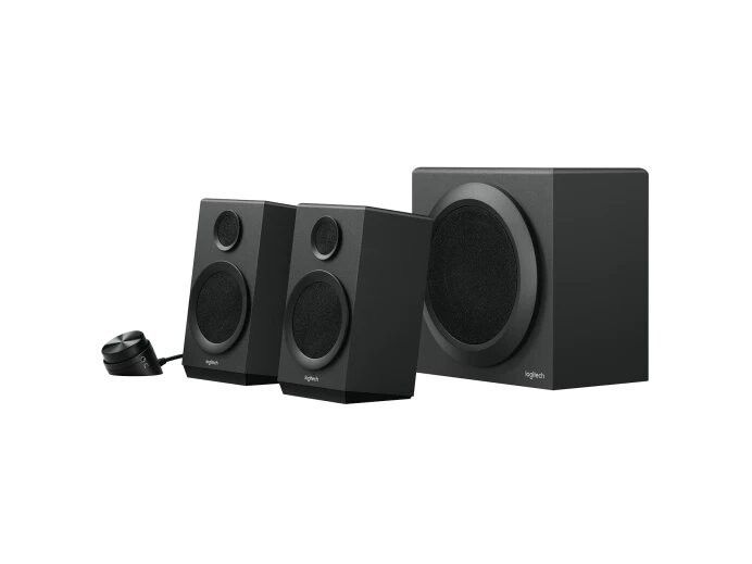 LOGITECH Z333 2.1 SPEAKER SYSTEM WITH SUBWOOFER (Category: Soundbars, Speakers & Amplifiers) located in San Juan City. Submitted by blueswitchpc (Listing ID 1276532369, Image 1). Description: LOGITECH Z333 2.1 SPEAKER SYSTEM WITH SUBWOOFER. KEY FEATURES 80 WATTS OF BOLD SOUND 80 Watts Peak/40 Watts RMS power delivers maximum loudness via two satellite speakers and a large subwoofer. Enjoy rich, clear, bold sound. STRONG BASS The front-facing subw