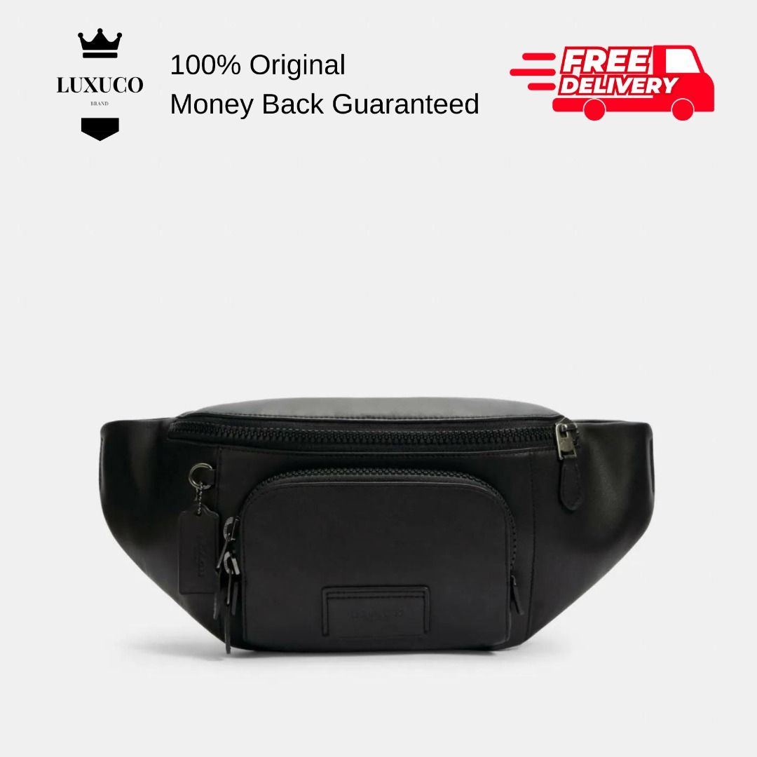 Coach black leather new arrivals fanny pack