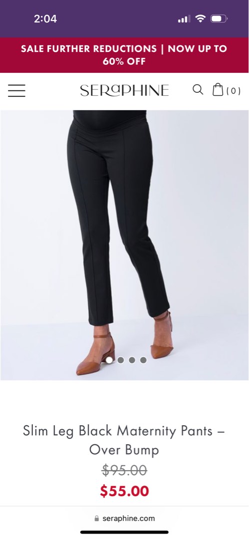 Slim Leg Black Maternity Pants – Over Bump