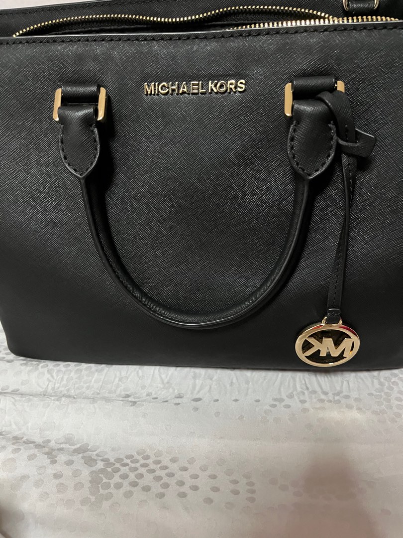 MICHAEL Michael Kors Savannah Large Leather Satchel Black