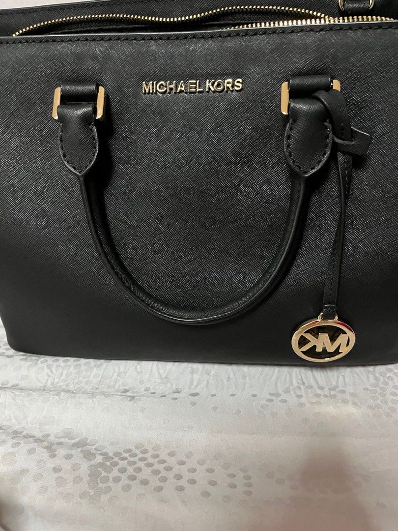 MICHAEL Michael Kors Savannah Large Leather Satchel Black