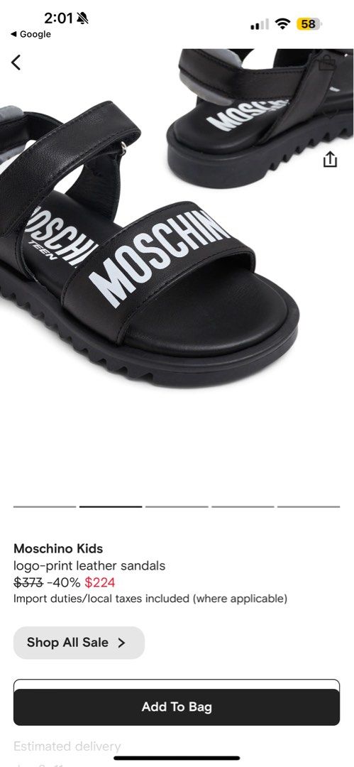 Moschino Kids logo-print leather sandals - White