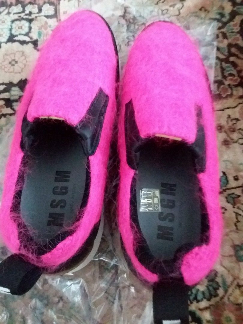 MARK DOWN MSGM SWEET PINK FURRY SLIP ON SNEAKERS Women s Fashion Footwear Sneakers on Carousell