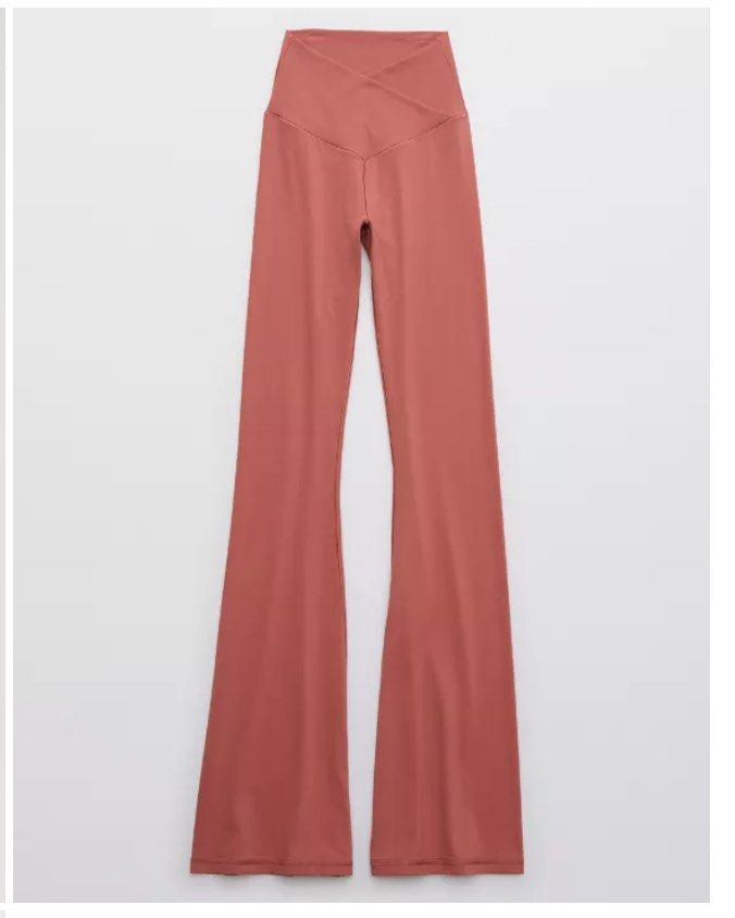 aerie, Pants & Jumpsuits, Offline Aerie Real Me High Waisted Crossover  Flare Legging Mauve Raw Pink Large