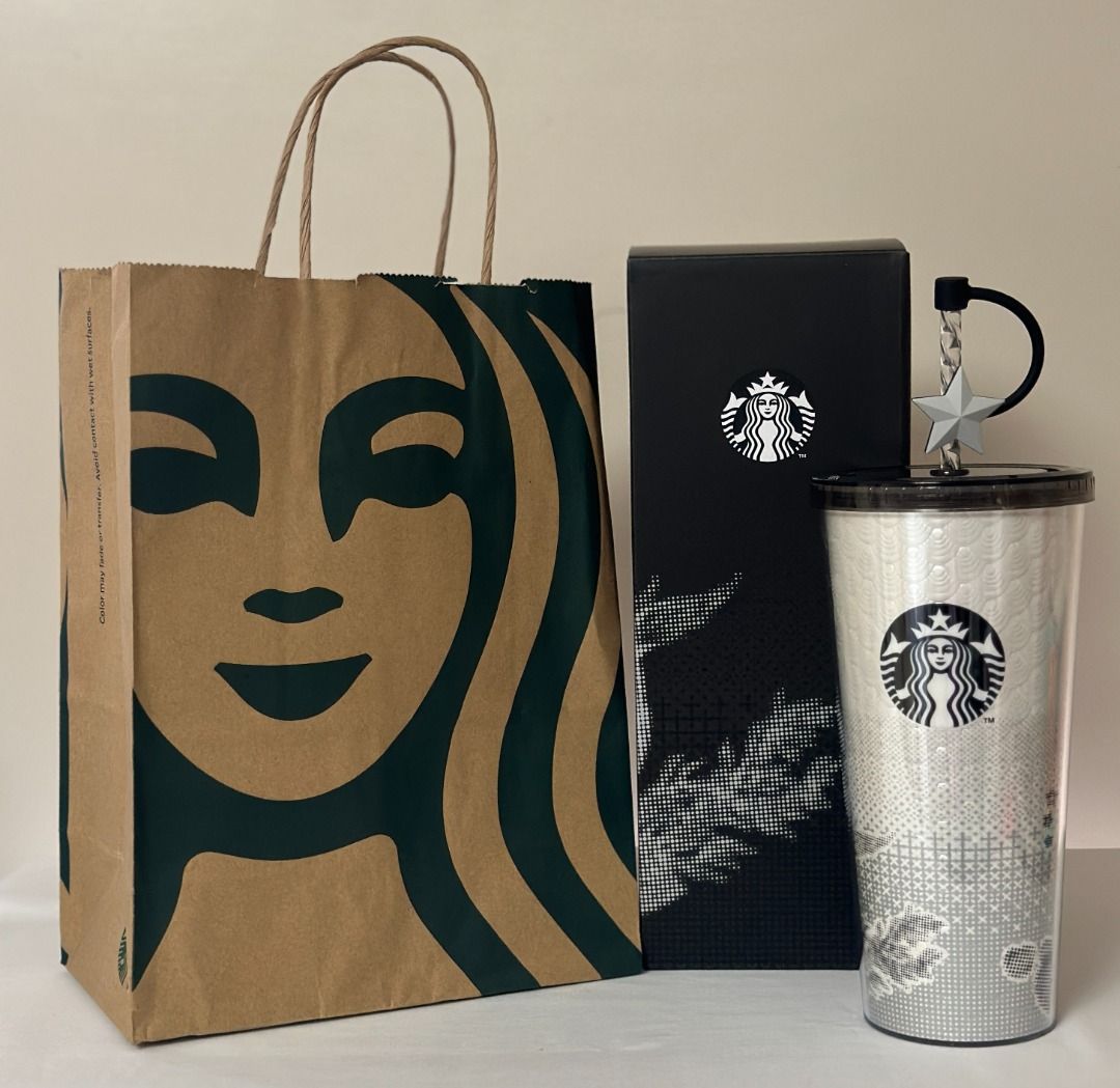 NEW! STARBUCKS 2024 PEARL COLD CUP W/ STARADORNED STRAW STOPPER 22